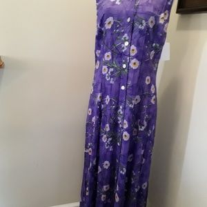 BFA Classics purple floral dress button front sz M